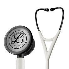 Littmann CARDIOLOGY IV Stethoscope, Black Matte Chestpiece, Satin-Finish Alabaster Tube. MFID: 6186C