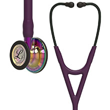 3M Littmann Cardiology IV Stethoscope, High Polish Rainbow Chestpiece, Plum Tube, Violet Stem & Black Headset. MFID: 6239
