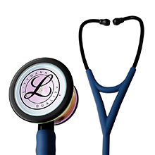 Littmann CARDIOLOGY IV Stethoscope, High Polish Rainbow Chestpiece, Satin-Finish Navy Tube. MFID: 6242C