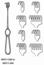 MeisterHand VOLKMAN Retractor, 8-1/2" (21.6 cm), 4 prongs, sharp, ring handle. MFID: MH11-534