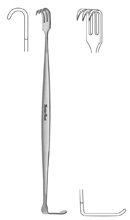 MeisterHand SENN Retractor 6-1/4" (160mm), Double-Ended, 3 Blunt Prongs and 6.5mm X 21mm Blade. MFID: MH11-76