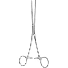 MeisterHand DOYEN Intestinal Forceps, 9" (22.9 cm), straight, flexible blades with longitudinal serrations. MFID: MH16-160