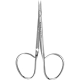 MeisterHand Iris Scissors, 3-3/4" (9.5 cm), curved, miniature pattern with 14 mm blades, ribbon-type. MFID: MH18-1418