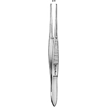 MeisterHand Iris Tissue Forceps, 4" (101mm), straight, 1 x 2 teeth, 0.8mm wide at tip, 0.8mm wide at tip. MFID: MH18-786