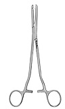 MeisterHand HEANEY-BALLENTINE Hysterectomy Forceps, 8-1/2" (21.6 cm), longitudinal serrations, single tooth, curved. MFID: MH30-1716