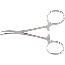 MeisterHand HARTMAN Mosquito Forceps, 4" (100mm), Curved, Serrated. MFID: MH7-26