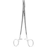 MeisterHand HEANEY Needle Holder, 8" (205mm), curved, serrated jaws, 2600 teeth per square inch, Tungsten Carbide. MFID: MH8-100TC