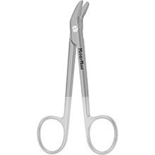 MeisterHand Wire Cutting Scissors, 4-3/4" (122mm), angled to side, one serrated bade, Tungsten Carbide jaws. MFID: MH9-124TC