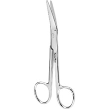 MeisterHand NEW'S Suture Scissors, 5-5/8" (143mm), angled on flat. MFID: MH9-98