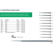 MILTEX CROCHET Phlebectomy Hook Set, Includes 10 Hooks, Sizes 00 to 8. MFID: 1040