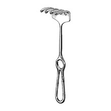 MILTEX OLLIER Retractor, 8-1/2" (21.6cm), blunt, 4 prongs, 2-1/4" (5.7cm) X 1-3/4" (4.4cm). MFID: 11-349