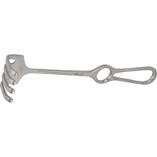 MILTEX ISRAEL Retractor, 9" (22.9 cm), blunt, 4 prongs, 1-1/2" (3.8 cm) X 1-5/8" (4.1 cm). MFID: 11-350