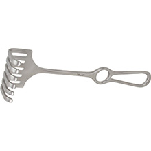 MILTEX ISRAEL Retractor, 9" (22.9 cm), blunt, 6 prongs, 2-1/4" (5.7 cm) X 1-3/4" (4.4 cm). MFID: 11-352