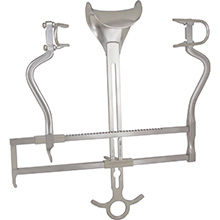 MILTEX BALFOUR Abdominal Retractor, 7" (180mm) Spread, 4 Fenstrated Side Blades, 2 Solid Center Blades. MFID: 11-432