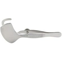 MILTEX SNELLEN Entropium Forceps, 3-7/8" (97.5mm), Left, Solid Plate and Ring 1-3/8" (36mm) Wide. MFID: 18-1160