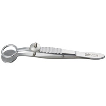 MILTEX HUNT Chalazion Forceps, 3-7/8" (97.5mm), Fenestrated Jaw, Inside Ring Diameter 12mm. MFID: 18-1178