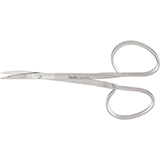 MILTEX Iris Scissors, 4" (102mm), Curved, 1" (25.5mm) Blades, Ribbon-Type Handle. MFID: 18-1416