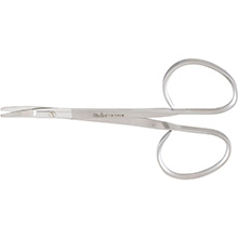 MILTEX Iris Utility Scissors, 3-7/8" (98.5mm), Curved Blunt Blades, 21.5mm Long, Ribbon Type Handle. MFID: 18-1419