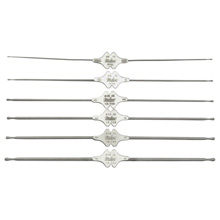 MILTEX WILLIAMS Lacrimal Probe, 5-1/8" (130mm), silver, double ended, sizes 1-2, 0.8mm and 0.9mm tips. MFID: 18-726