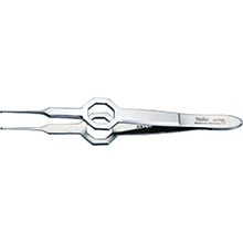 MILTEX FOERSTER Iris Tissue Forceps, 3-7/8" (97mm), octagonal grip, straight, 1 X 2 teeth, 0.55mm wide. MFID: 18-796