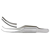 MILTEX GILL (Chandler) Iris Forceps, 3" (7.6 cm), fine cross serrated tips, 0.6 mm wide. MFID: 18-825
