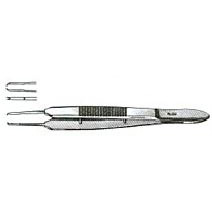MILTEX CASTROVIEJO Suturing Forceps, 3-7/8" (99mm), 1x2 0.9mm Teeth, with Tying Platform. MFID: 18-950