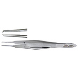 MILTEX CASTROVIEJO Suturing Forceps, 4-1/4" (107mm), 1x2 Teeth, 0.6mm Wide at Tip, with Tying Platform. MFID: 18-954