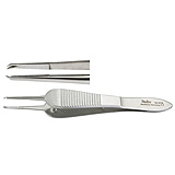 MILTEX MANHATTAN EYE & EAR Suturing Forceps, 3-1/2" (8.9 cm), smooth platform, 1 X 2 teeth, overlapping each other, 0.7 mm wide. MFID: 18-975