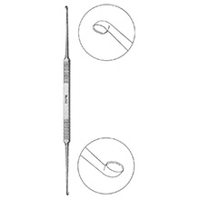 MILTEX HOUSE Curette, 7" (180mm), Light Angle, Oval Cups, 2.5mm x 3mm and 2mm x 2.5mm. MFID: 19-2528