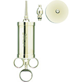 MILTEX Metal Ear Syringe with one short bulbous, one tapered tip, shield, 3 ounce (.09 liter). MFID: 19-383