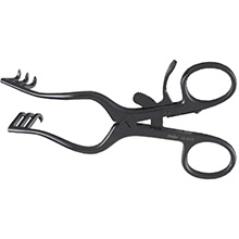 MILTEX WULLSTEIN Endaural Retractor, 3 X 3 sharp teeth, ebony non-glare finish. MFID: 19-660