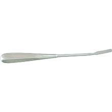 MILTEX Forehead & Endo Brow Dissector, Frontotemporal Dissector, curved, 7 mm wide blade with beveled sharp edges, Length= 9" (229 mm). MFID: 21-51