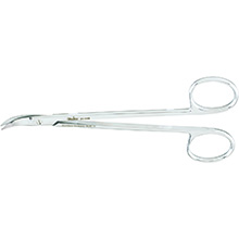MILTEX QUIMBY Gum Scissors, strongly curved & pointed, smooth blades 15 mm. MFID: 21-558