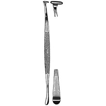 MILTEX MORRISON-HURD Tonsil Dissector & Pillar Retractor, 9" (22.9 cm), flat handle, 8 X 25 mm serrated blades. MFID: 22-856