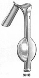 MILTEX AUVARD Weighted Vaginal Speculum, 9" (22.9 cm), 2.5 lbs. (1136 g), blade at acute angle (45 deg). MFID: 30-193