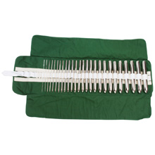 MILTEX HEGAR Uterine Dilators, 7" (17.8 cm), single end, set of 26 Dilators in Khaki Roll, sizes 1 to 26 mm. MFID: 30-520