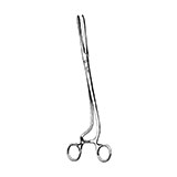 MILTEX CHERON Uterine Dressing Forceps, 10-1/2" (26.7 cm), rings angled sideways, serrated jaws 8 X 25 mm. MFID: 30-835