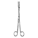 MILTEX MAIER Uterine Dressing Forceps, 10" (25.4 cm), straight, without ratchet, serrated jaws 5 X 30 mm. MFID: 30-840