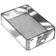 MILTEX Flash Autoclaving Tray 10" X 6-1/2" X 2-1/2" (25.4 X 16.5 X 6.4 cm), perforated bottom & safety handle. MFID: 3-404