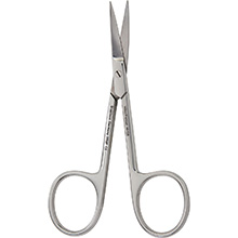 MILTEX Cuticle Scissors, 3-1/2" (8.9 cm), curved blades, standard pattern, chrome. MFID: 40-435