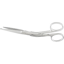 MILTEX KNOWLES Bandage Scissors, 5-1/2" (140mm), shank angled on side, serrated blade. MFID: 5-561