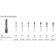 MILTEX Diamond Bur, Flat End Cylinder (835), Diameter= 8, Medium Grit, Blue Band. MFID: 835/008