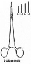 MILTEX RYDER-Type Intracardiac Needle Holder, 9" (228mm), serrated jaws, 4000 teeth per square inch, tungsten carbide. MFID: 8-69TC