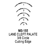 MILTEX Dental Surgical Needle, Size 2, Lane Cleft Palate, 3/8 Circle Cutting Edge. MFID: MS155-2