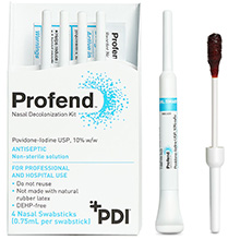 PDI PROFEND Nasal Decolonization Swabstick Kit, 4 swabs/kt, 12 kt/bx, 4 bx/cs. MFID: X12048