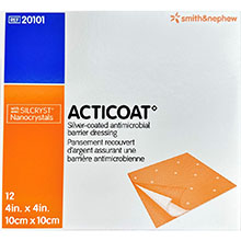 SMITH & NEPHEW ACTICOAT Antimicrobial Barrier Dressing, 4" x 4", 12/bx. MFID: 20101