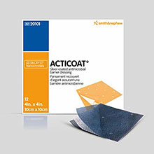 SMITH & NEPHEW ACTICOAT Antimicrobial Barrier Dressing, 4" x 8", 12/bx. MFID: 20201