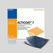 SMITH & NEPHEW ACTICOAT 7 Antimicrobial Barrier Dressing, 2" x 2", 5/bx, 20bx/cs. MFID: 20341