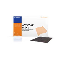 SMITH & NEPHEW ACTICOAT FLEX 3 Antimicrobial Barrier Dressing, 2" x 2", 5/bx. MFID: 66800402