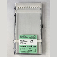 Surgical Specialties Microsurgical Suture, Non-Sterile, Size: 11-0, Black Nylon, DR4 Needle. Lab Suture, Not For Human Use. MFID: AK-2119